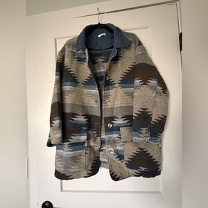 OTT Blue Southwestern Oversized Womens Jacket Size S/M